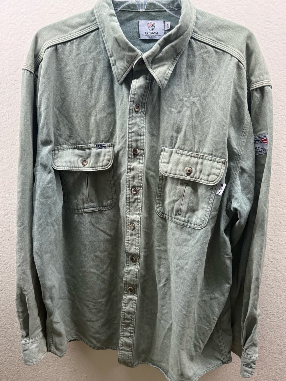 Tyndale Shirt Mens 2XL Green Flame Resistant Button Down Work Shirt M120T ARC